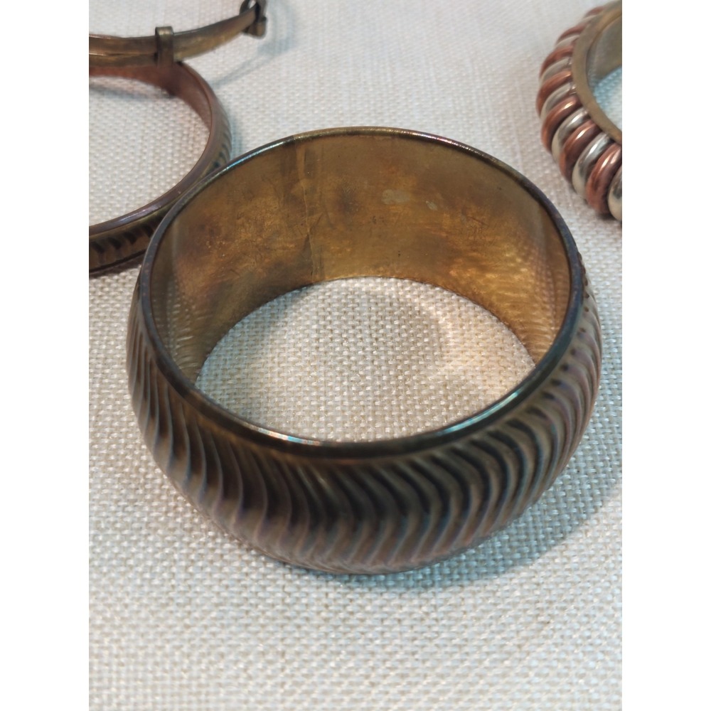 Vintage 1970s Bangle Bracelet Lot Stack Copper Brass Bohemian Coastal Cowgirl - Picture 8 of 16